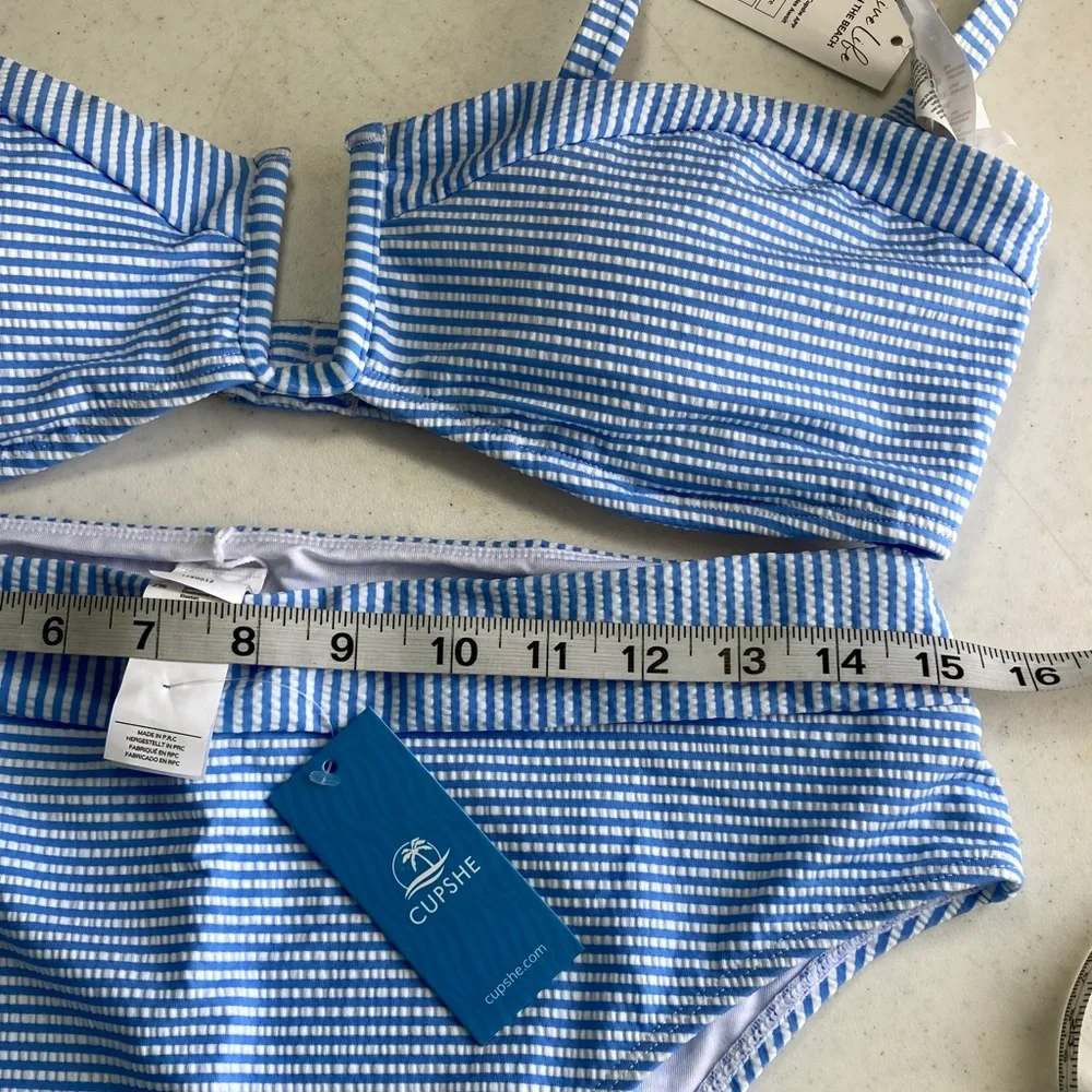 Cupshe  Blue & White Striped Bikini - Picture 5 of 5
